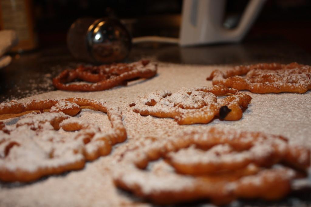 Pumpkin funnel cakes are a delicious fall treat; they can be dusted with powdered sugar immediately before serving.