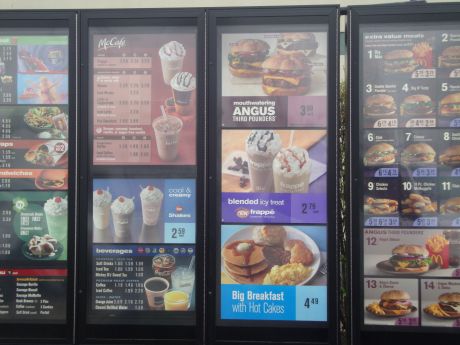 Fast food menus, like those at McDonalds, will soon have to display calorie information. Photo by Jessica Corbett.