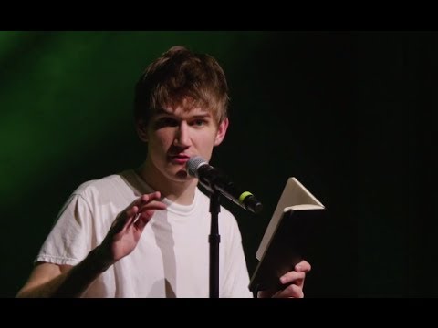 Bo Burnham reads his poetry on stage