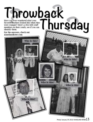 The January Krier issue's photo page featured several pictures of staff members.
