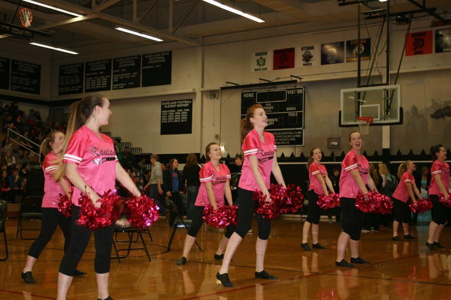 The Pom team performs at the start of the assembly, occurring on February 13. 