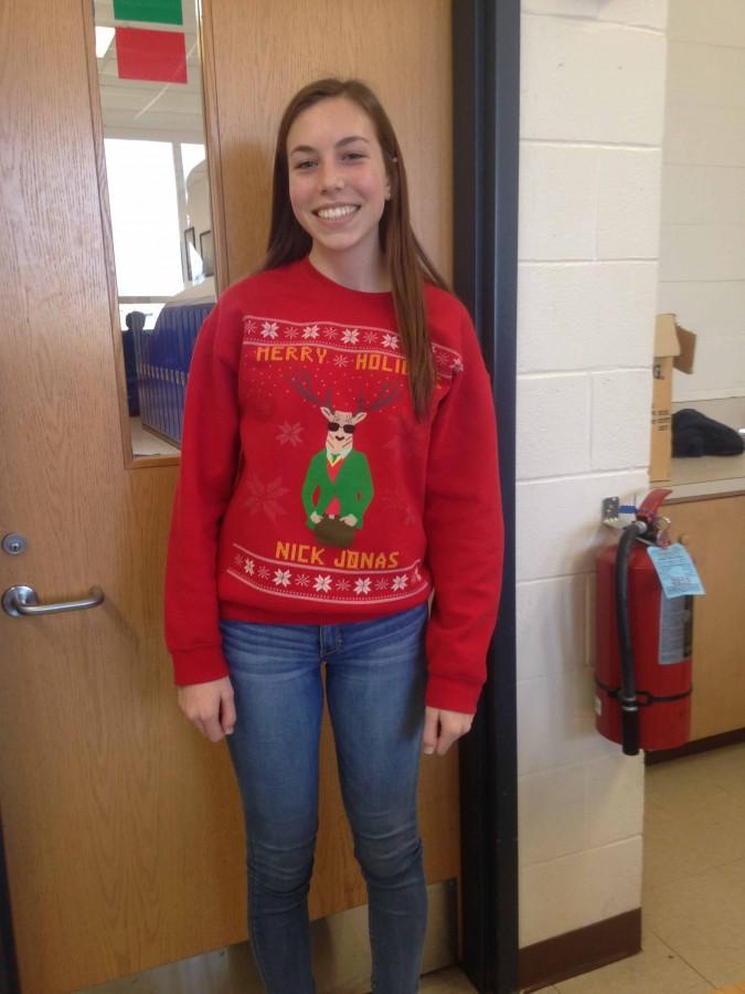 Sophomore Maggie Burger shows her love for Nick Jonas and participates in spirit week.    