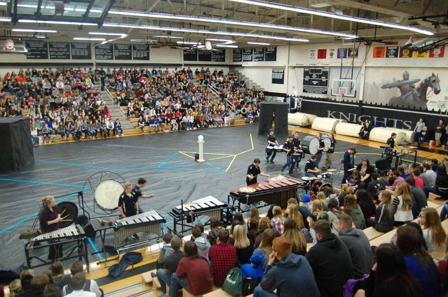 KHS+drum+line+performs+at+winter+assembly