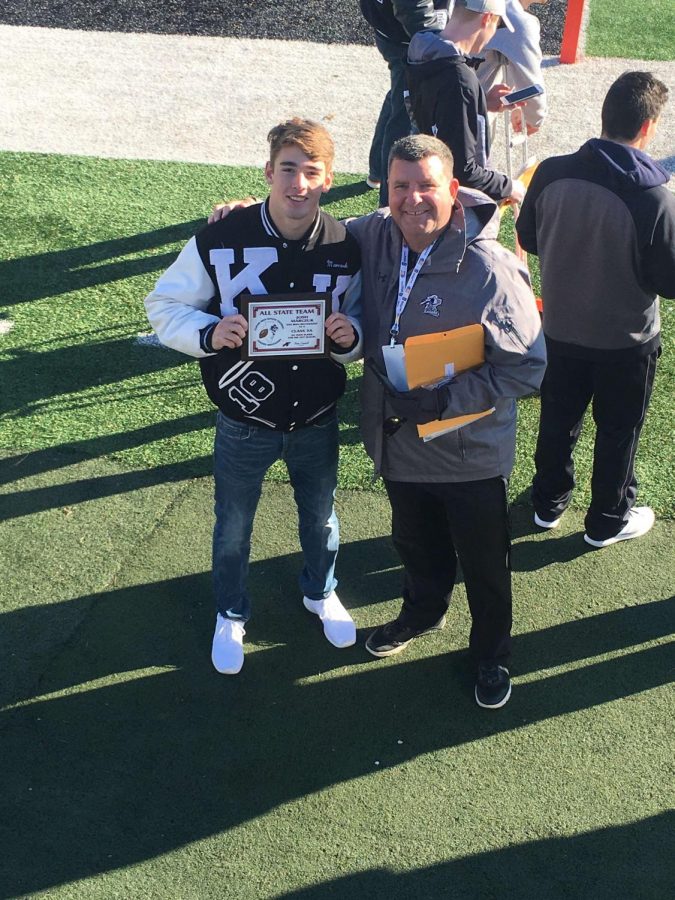 Josh Marczuk poses with KHS athletic director Peter Goff after receiving his award. Photo courtesy of Sharon Marczuk.