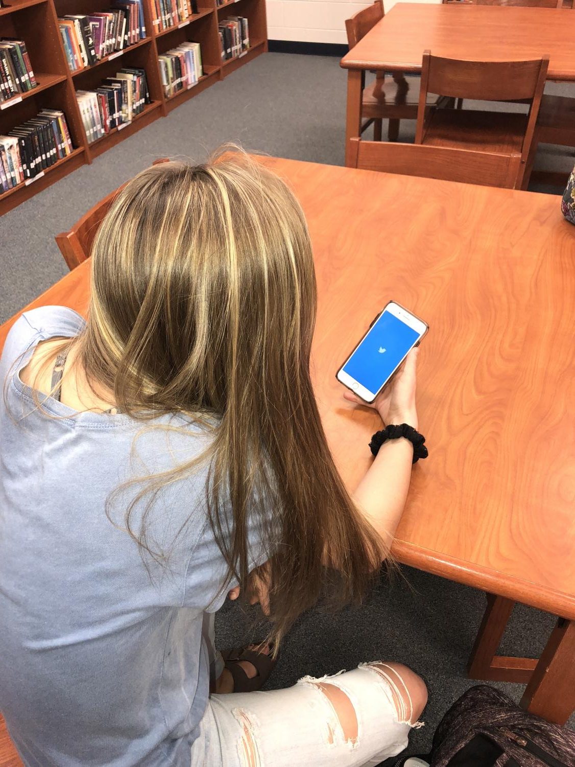 Twitter is often used during study hall in the KHS library.