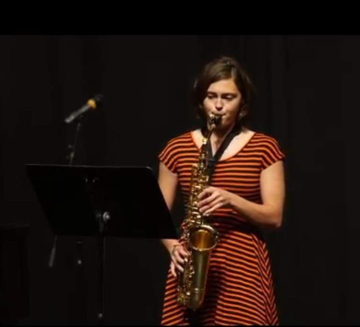 Samantha Simmons plays the saxophone for the last time at Kaneland.