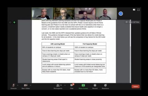 The Kaneland School Board discusses two possible models of learning for the upcoming school year.