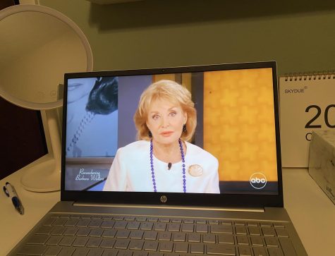 A laptop computer displays the ABC News special that honors Barbara Walters life and legacy. Walters was the first female co-host on Today and spent over 50 years doing broadcast journalism.