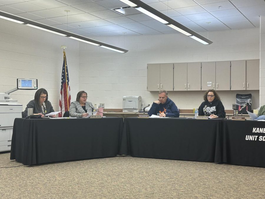 District Associate Superintendent Dr. Julie-Ann Fuchs shares with the board the reasons for recommending they keep the driver’s education fee at $250. For the 2021-22 school year, Kaneland had 209 students enrolled in driver’s education. 