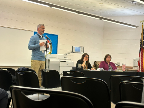District Director of Educational Services 6 12 Patrick Raleigh shares with the board the Discovery Education Science Techbook that middle and high school students will use. There was concern about how this would impact special populations, such as visually impaired or dyslexic students, but there are tools on the techbook to help with accessibility. 