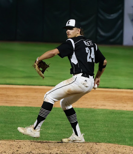 The pitch clock doesn’t affect high school pitching. However, when Parker Violett pitches collegiately, he’ll have to make the switch to the pitch clock. 