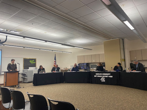 Blackberry Township resident Jaden Chada speaks on the Crown Community Development TIF and gives his opinion on matters the board discussed earlier. His comments aligned with many negative opinions from the board regarding possible funding for the school from the TIF. 