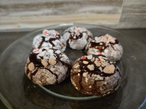 Candy cane cocoa crinkle cookies