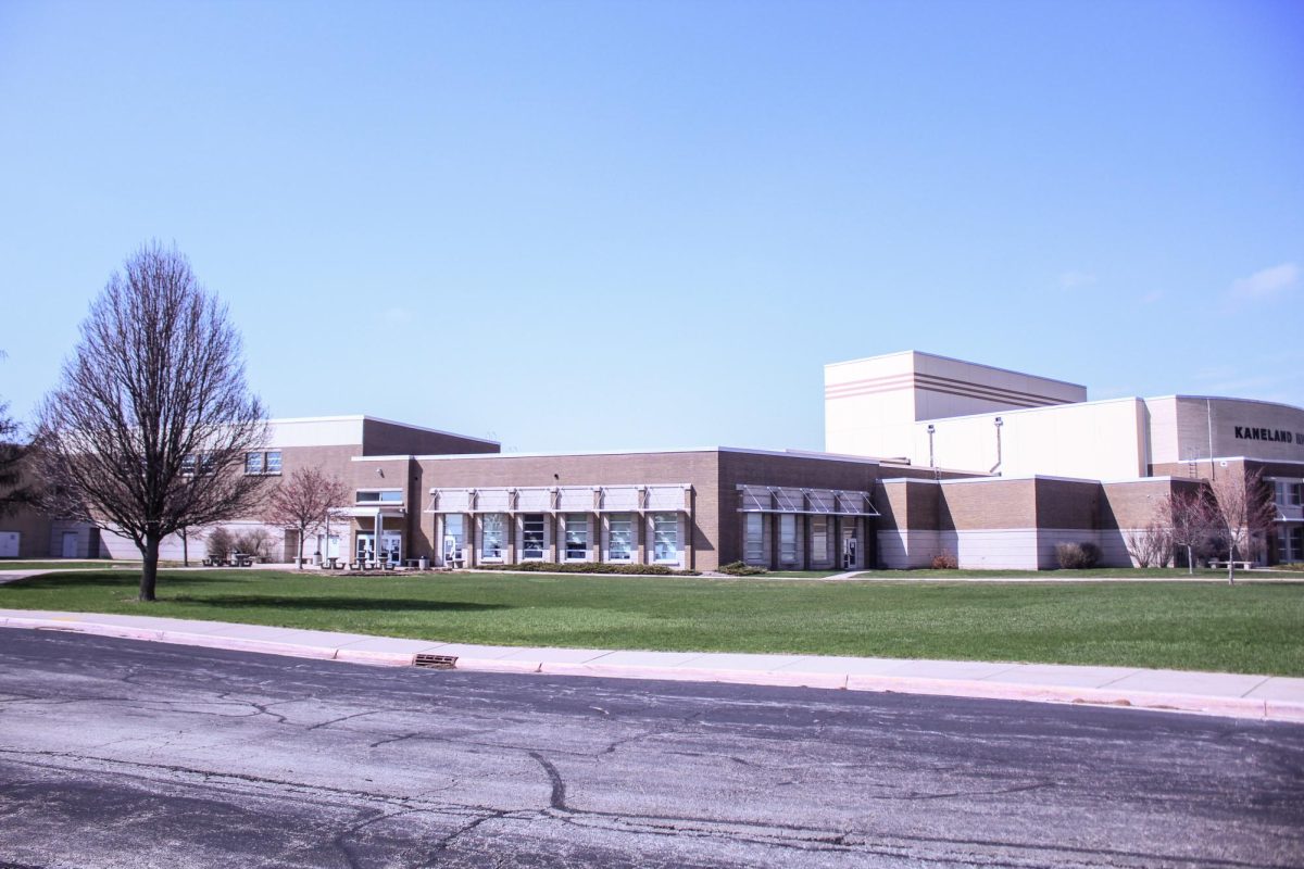 A patch of grass and multiple picnic tables currently sit in between the East Gym and the cafeteria. This area will be replaced by the addition of a fieldhouse after the April 1, 2025, election resulted in the passing of the proposed referendum.
